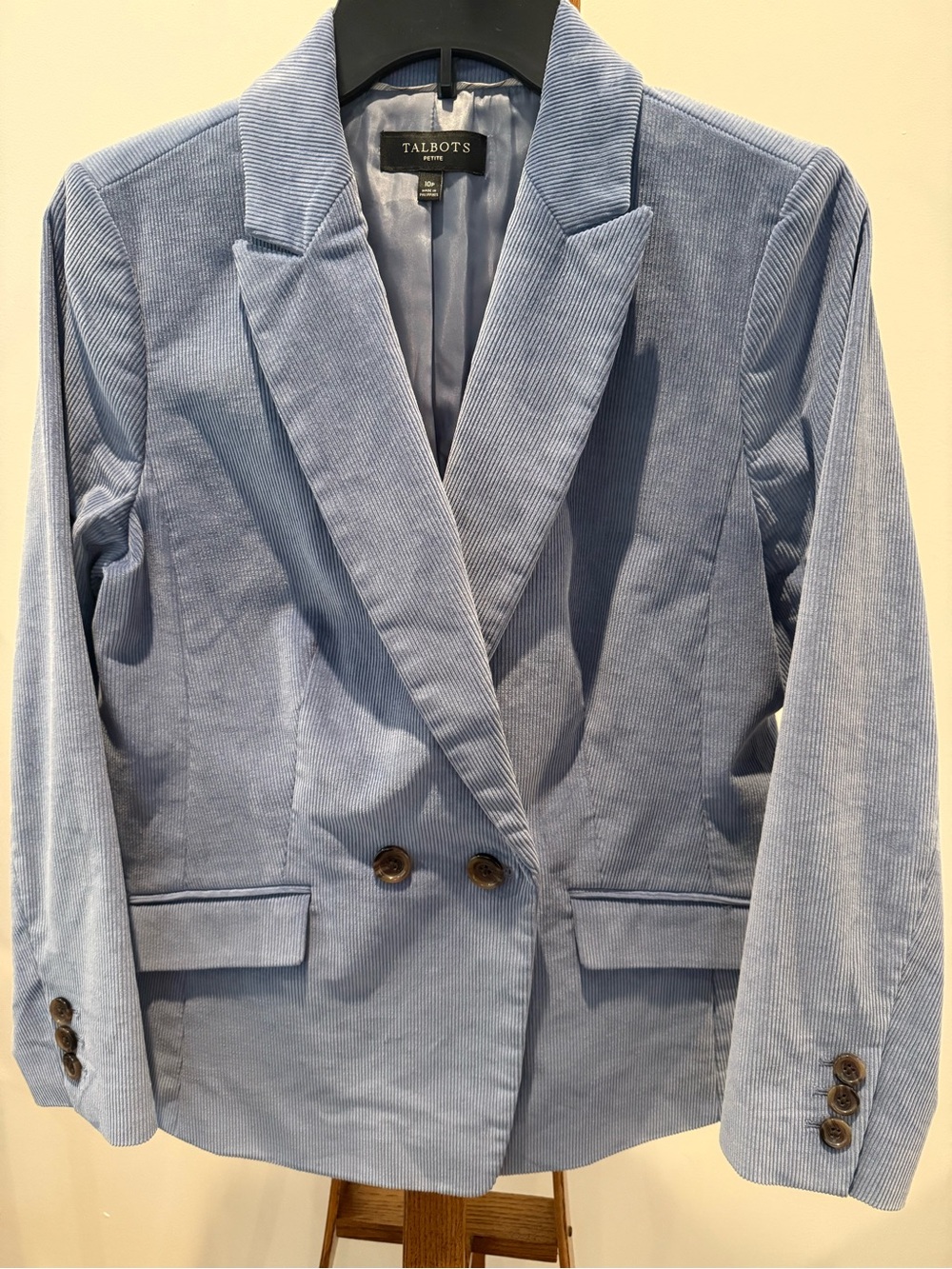 Talbots Light Blue Corduroy Double-Breasted Blazer